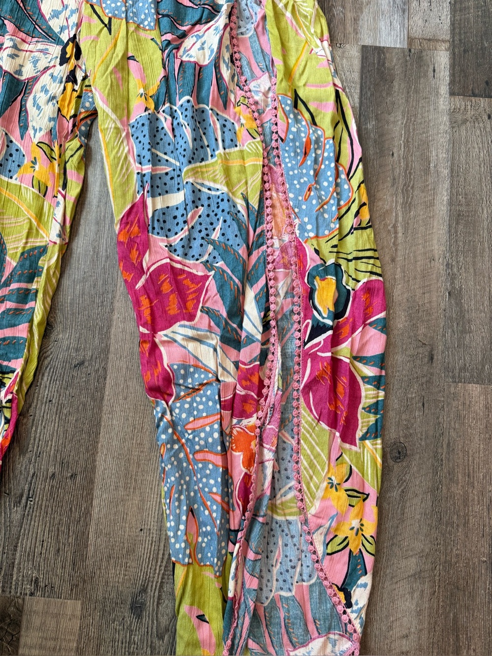 Women’s Tropical Smocked Jumpsuit - Multi Pink - Picture 4 of 4